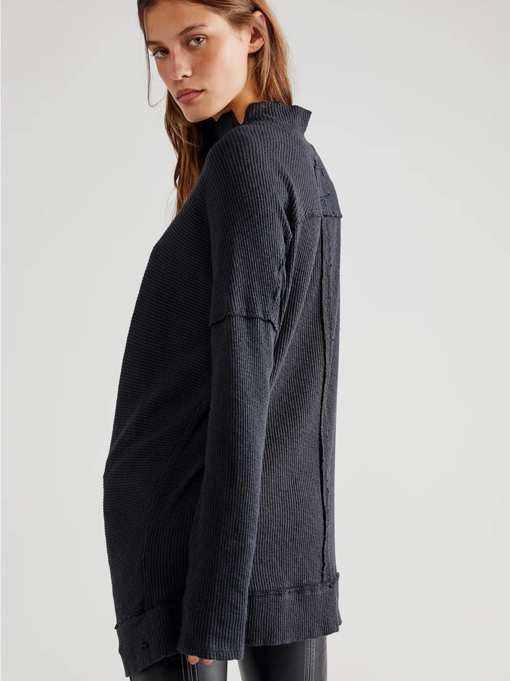 We The Free Ribbed “Casey Tunic” - Charcoal